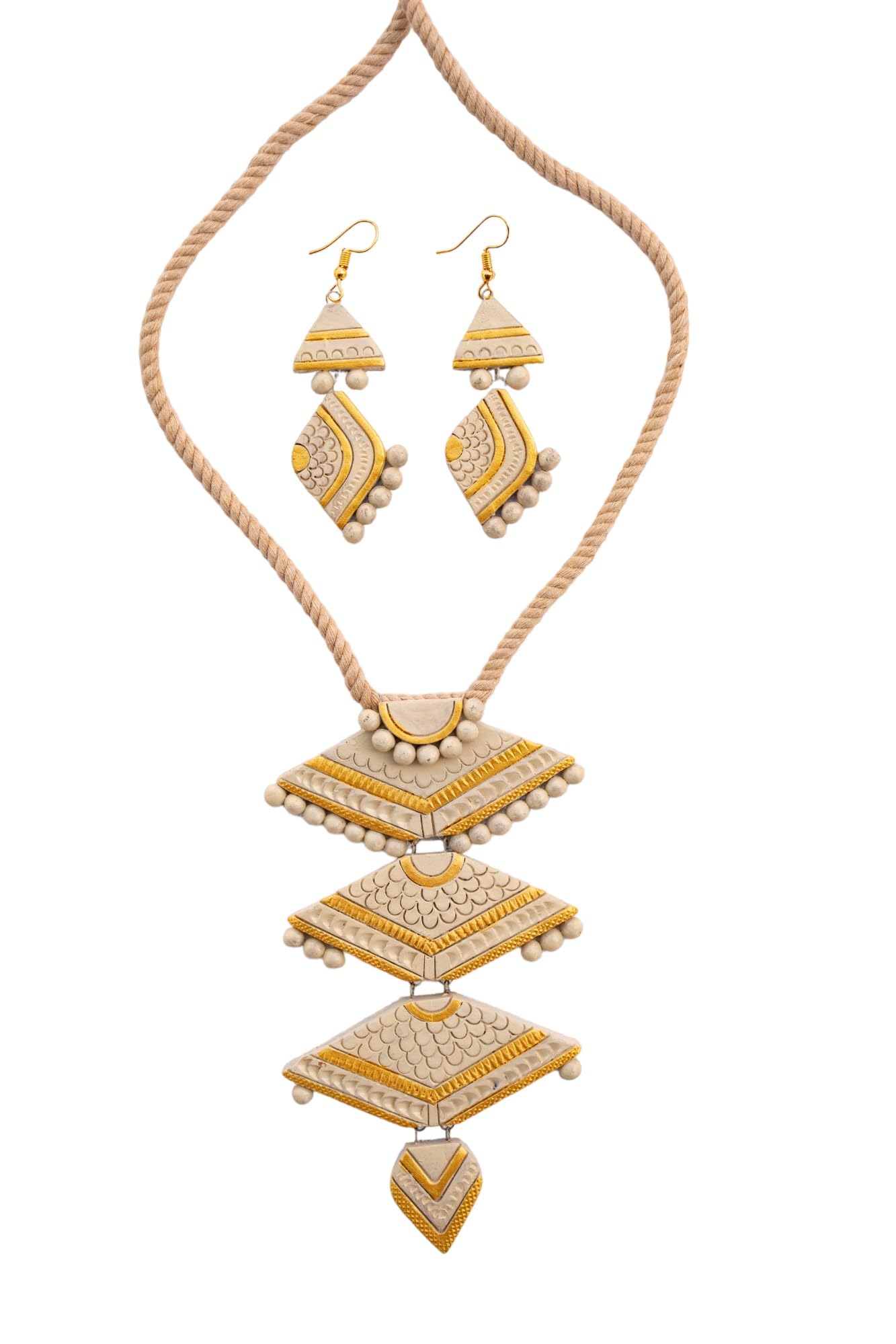 SHILPOGRAM Handmade Terracotta Jewelry Set TRN125 (BEIGE) (B0CJZSD9ZL) Amazon Price History, Amazon Price Tracker