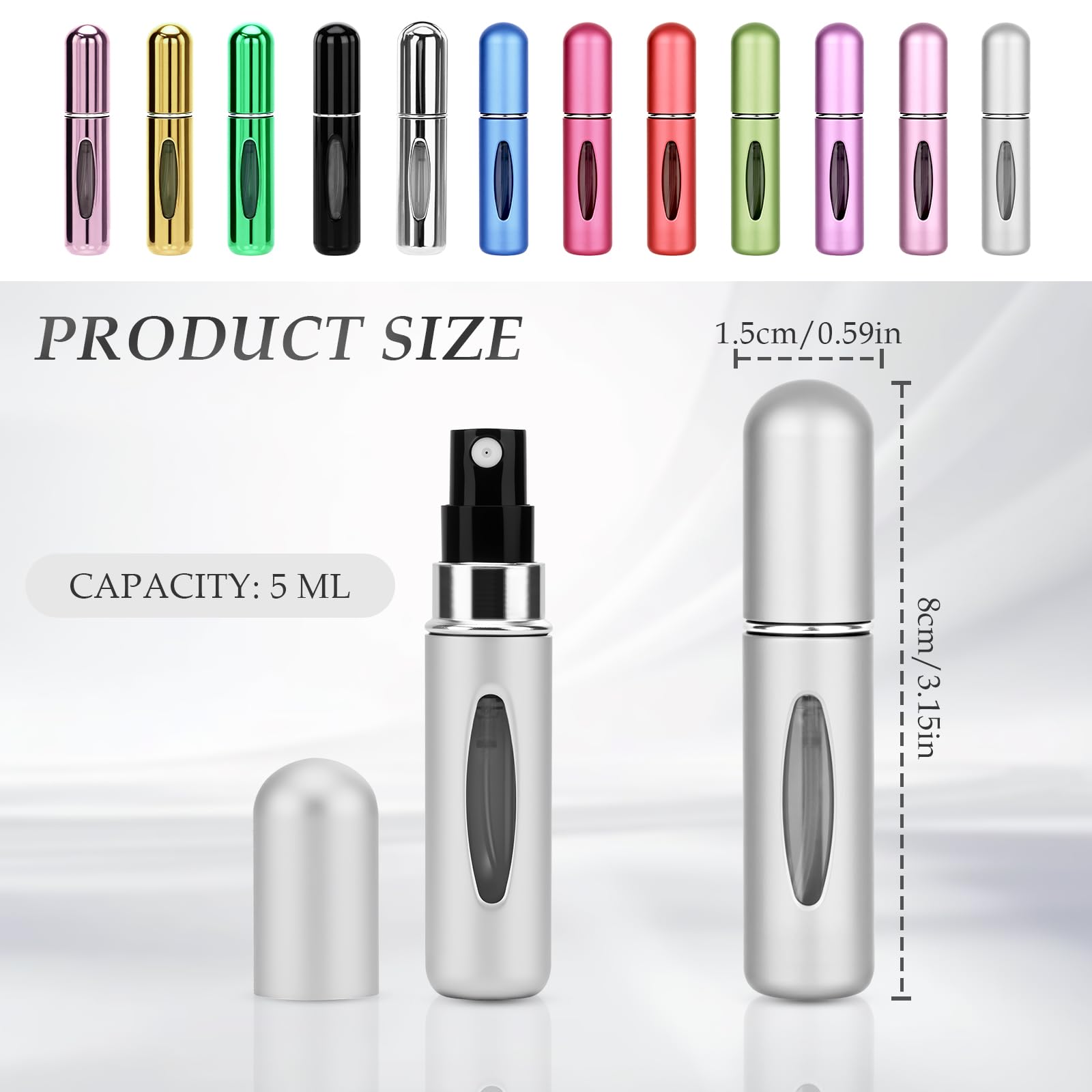 12 sztuk rozpylacz do perfum 5 ml, mini atomizerów do perfum na podróż, dozowniki do perfum, atomizery do perfum z możliwością ponownego napełniania na wakacje, podróże, kemping