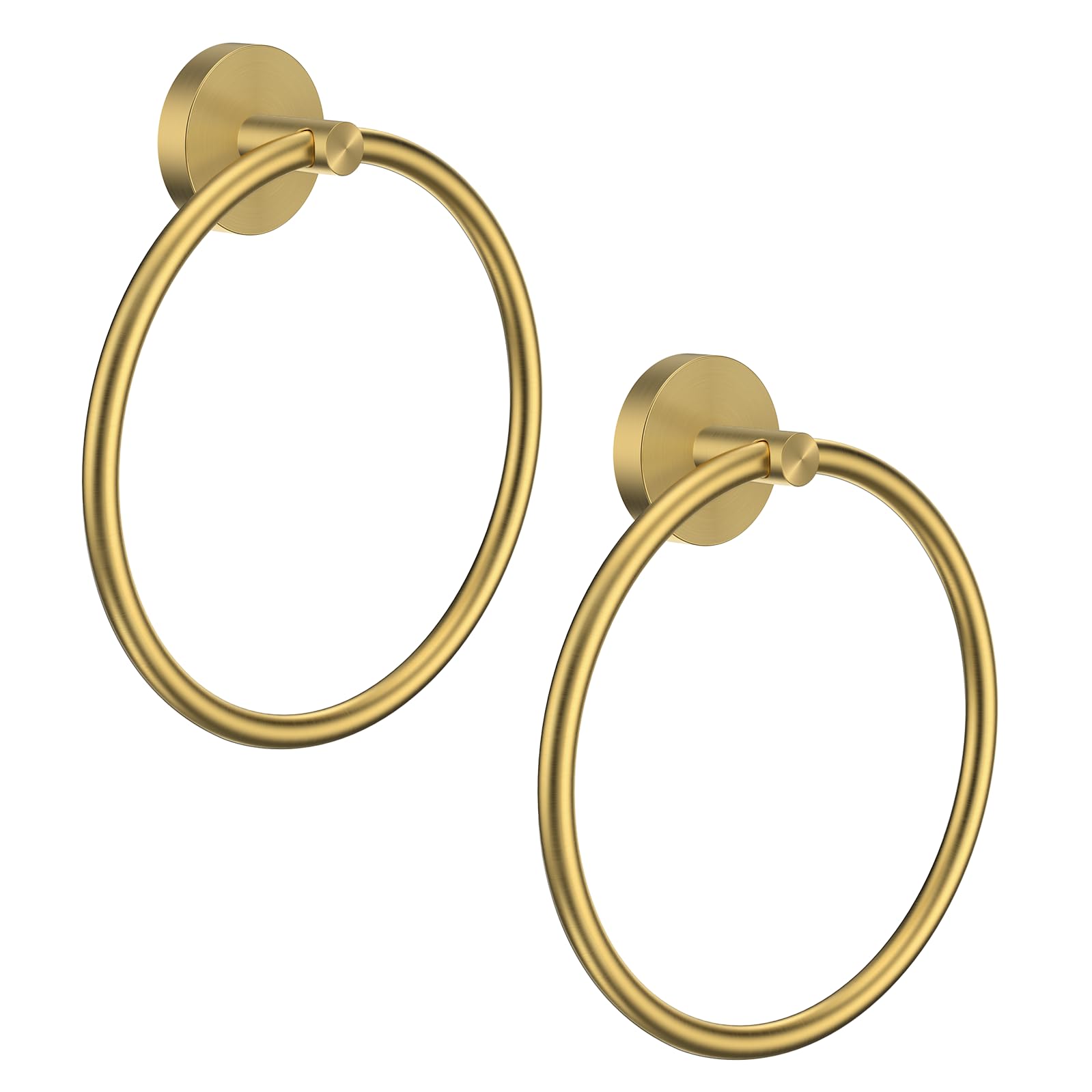 Hand Towel Holder Screw-in Gold Towel Ring for Bathroom Wall Stainless Steel Towel Hanger Round Towel Racks for Bathroom Decor and Accessories, 2 Packs