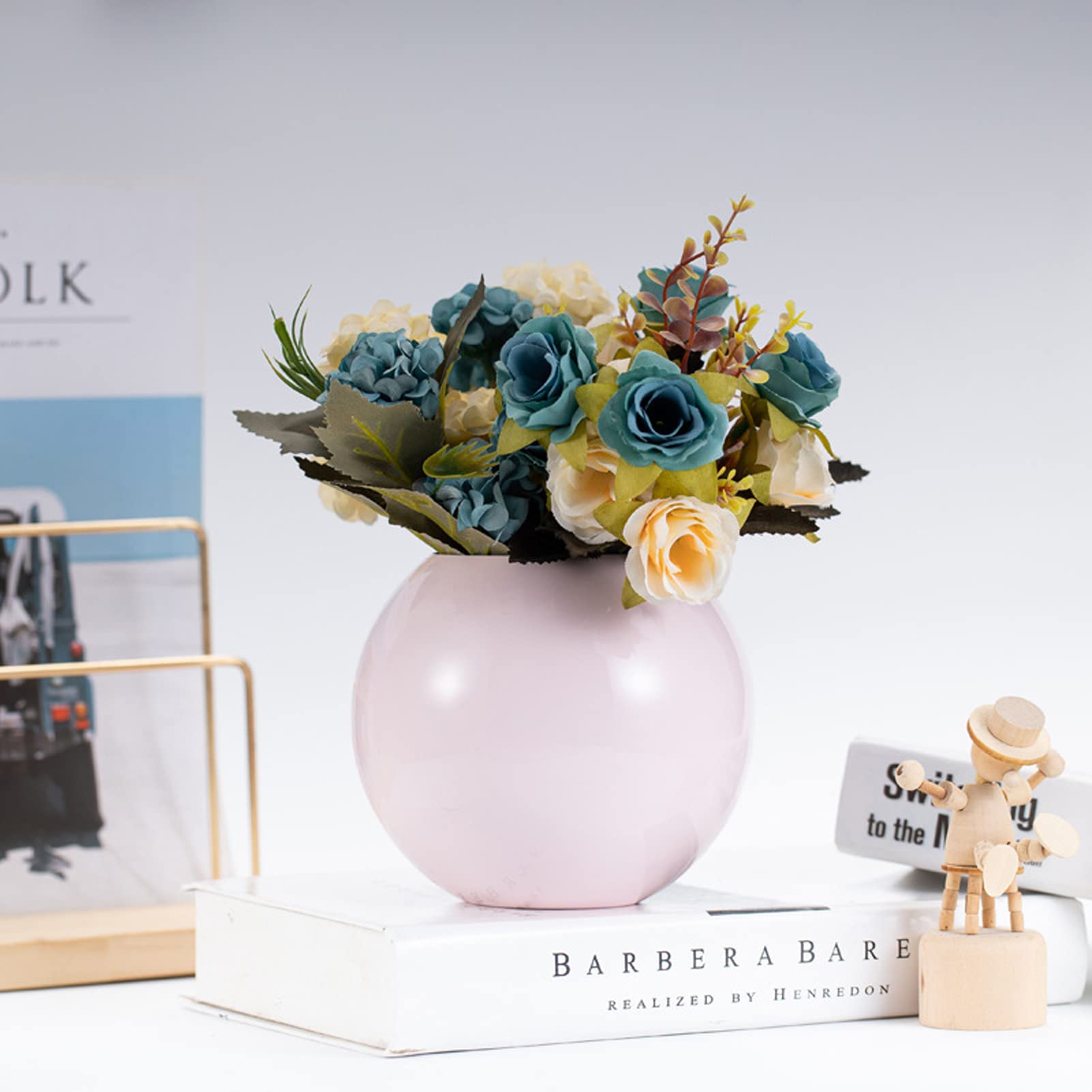 Vase Rond De Style Nordique, Petit Vase à Fleurs Moderne En Acier Inoxydable, Vases Modernes Pour La Décoration, Décoration De Table De Bureau, Salon