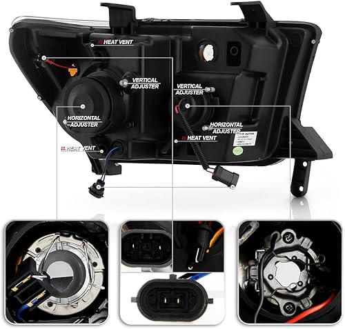 Miniatura 3 de ACANII - Para 2007-2013 Toyota Tundra 08-17 Sequoia Pickup Negro LED Tubo Proyector Faros Faros Par Izquierdo+Derecho