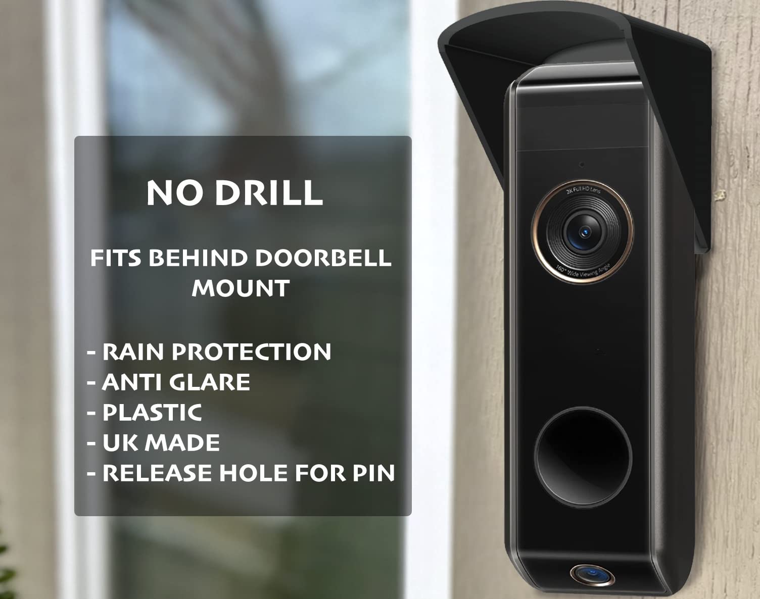 Gestech Weather Rain Cover for Eufy 2K E340 Dual Cam Doorbell Rain Cover for Eufy E340 Wireless Battrey Version No Drill Anti Glare - Image 4
