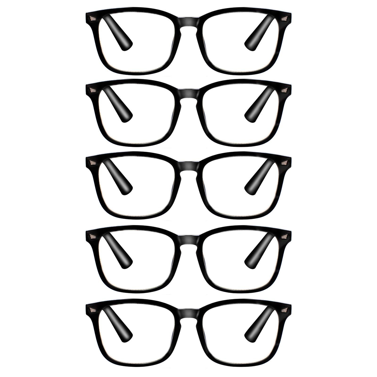VIDEBLA 5 Pack Blue Light Blocking Reading Glasses,Spring Hinge Readers for Women Men,Anti UV Ray Filter Nerd Eyeglasses