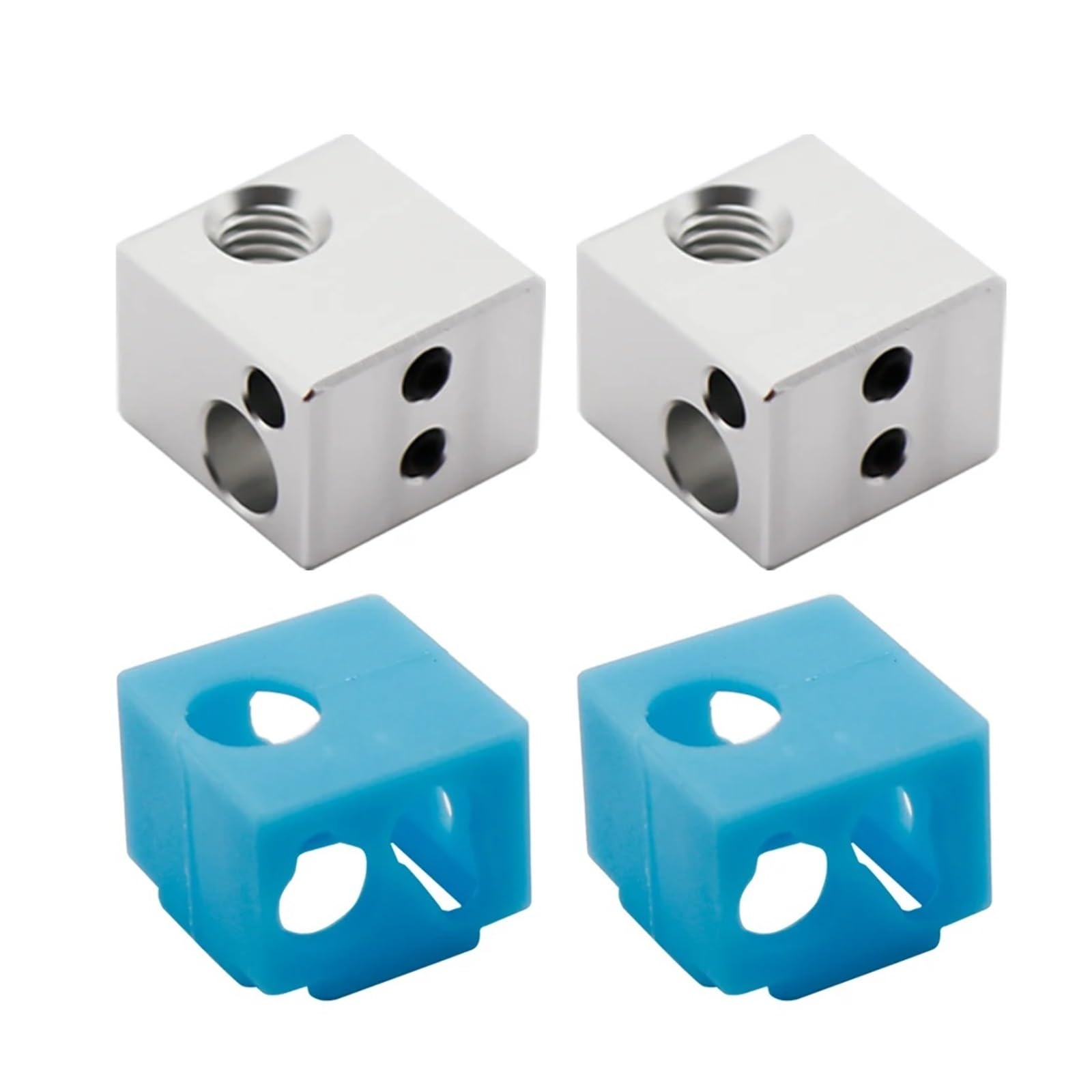 tianwandong Bloque Calefactor de Aluminio de 5/10 Piezas for extrusora de Cabezal J, impresoras 3D, Piezas de Silicona de Alta Temperatura, Accesorios de Bloque Calefactor BP6(Silver with Sock,10pcs)