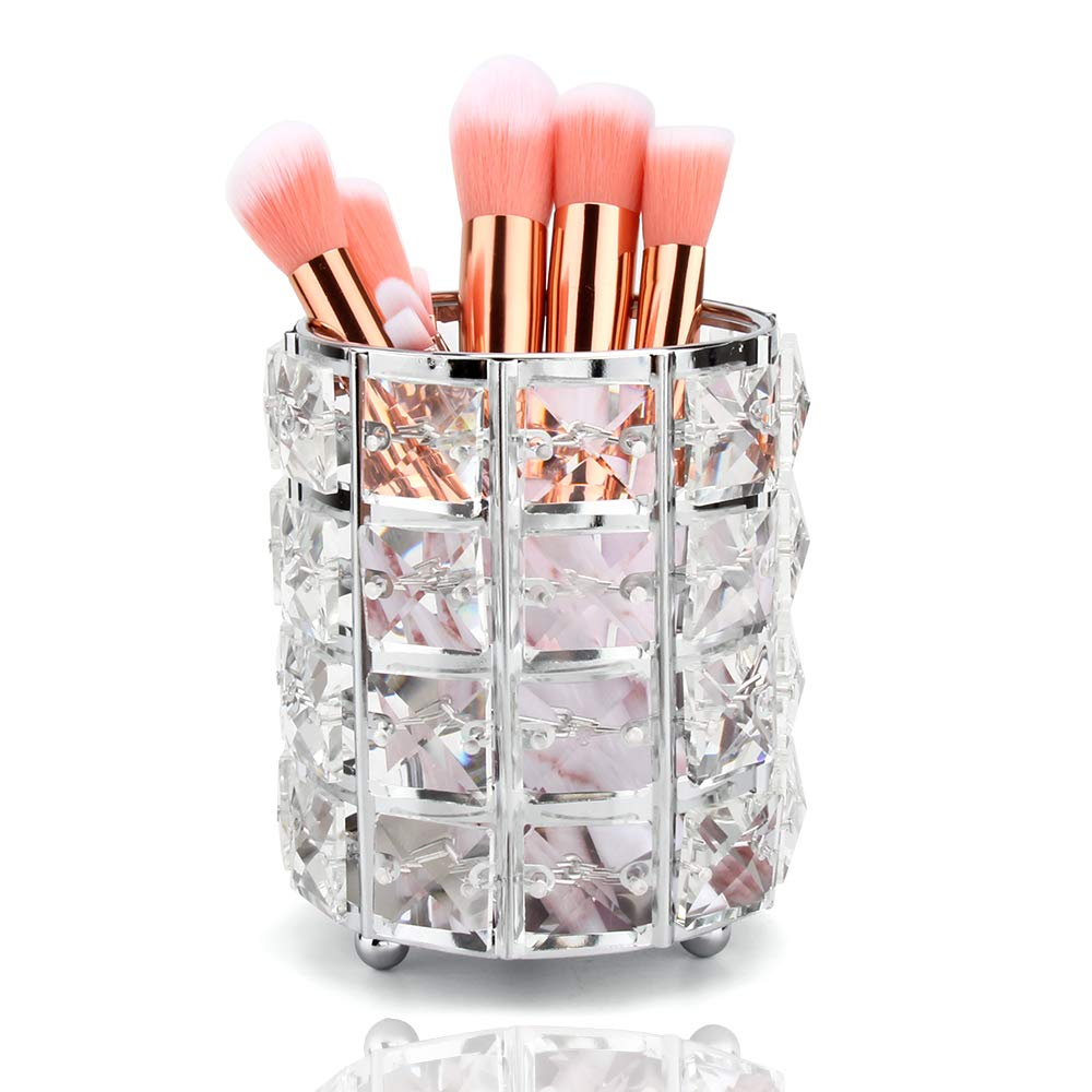 Stephanie Imports Set Di 3 Portamatite O Portapennelli In Filo Metallico - Motivo A Barre Color Oro Rosa - Altezza 9,5 Cm - Organizer Da Scrivania - 5