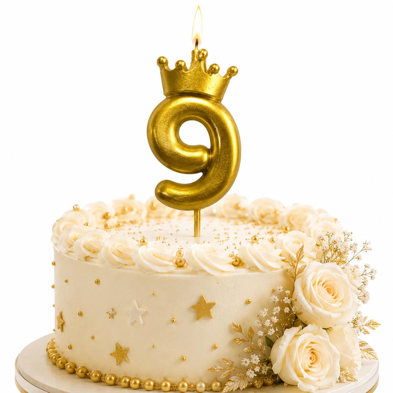 Gold Crown Birthday Candle - 3D Number 3 Cake Topper -21