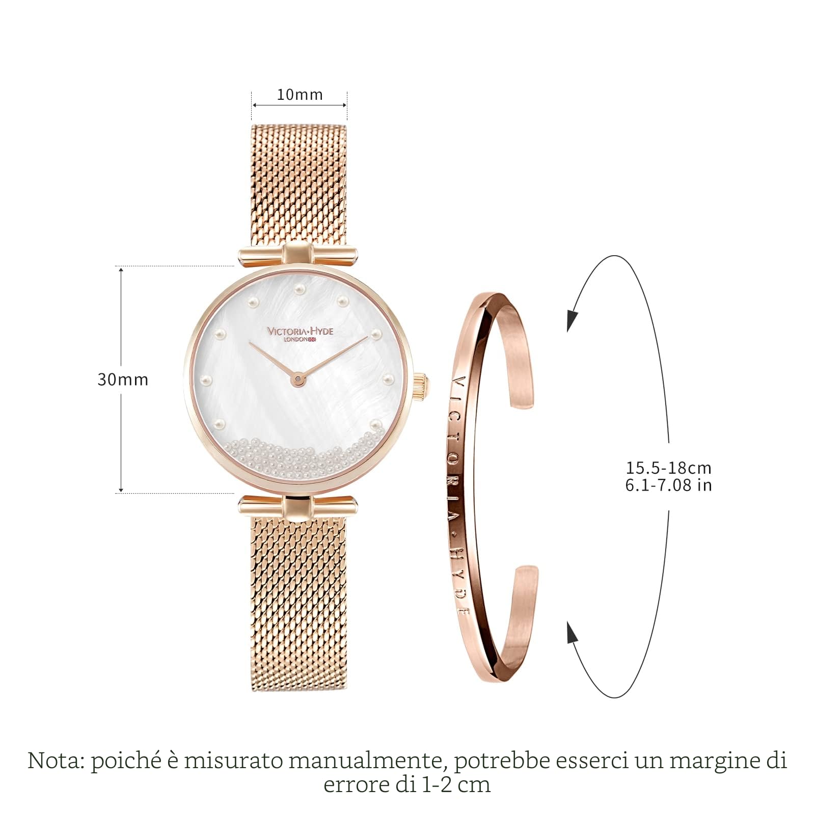 VICTORIA HYDE Orologio da polso da donna, analogico, al quarzo, con quadrante in madreperla