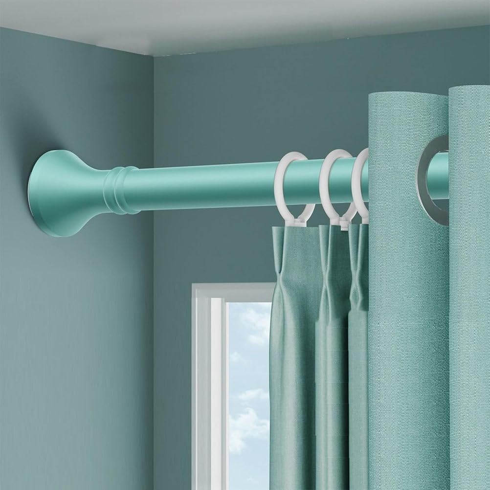 Tringles à rideaux télescopiques extensibles de 4 m/5 m, sans perçage, vert, 310 x 400 cm, idéales pour les rideaux de douche et la décoration de la maison, assemblage facile, utilisation polyvalente