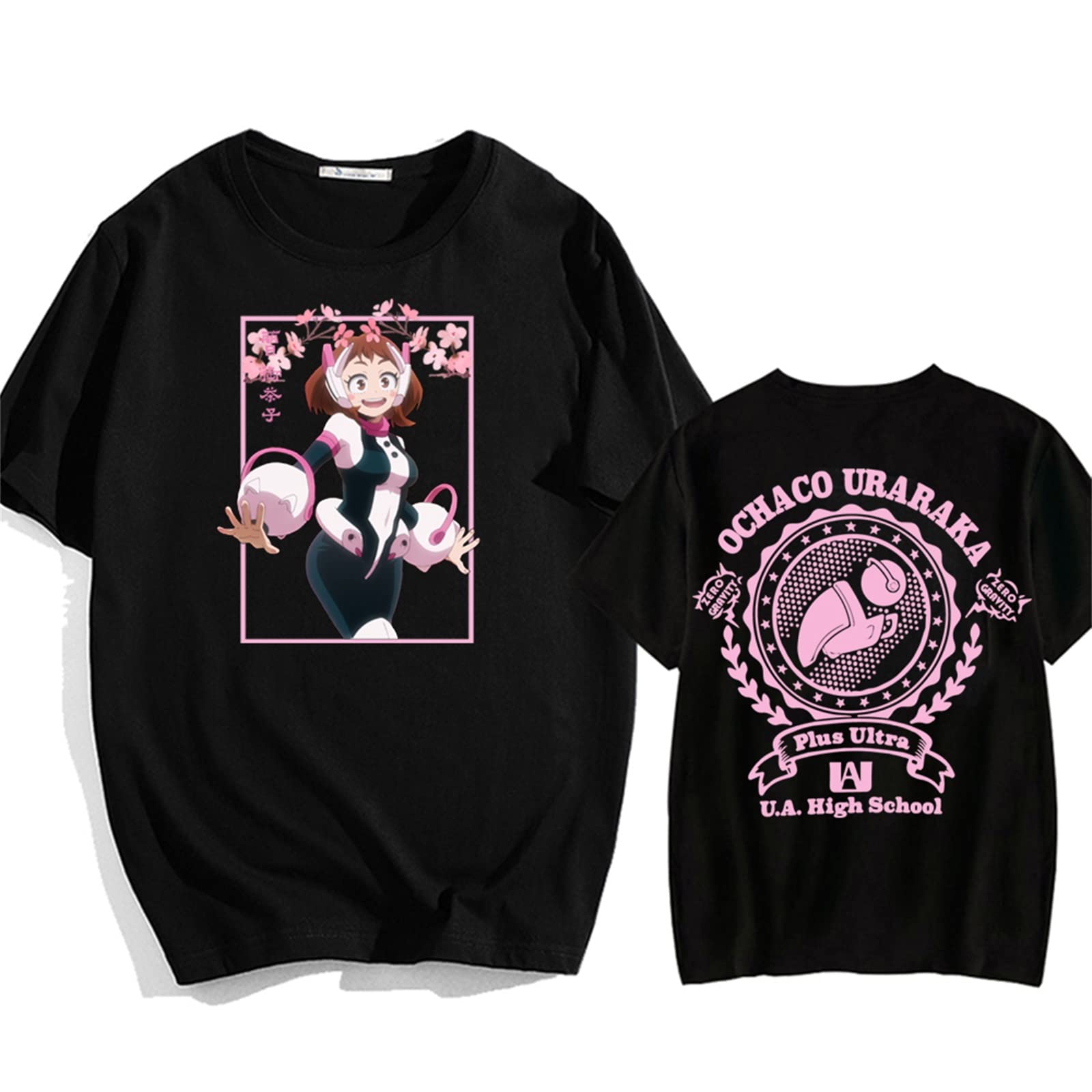 Harajuku Japan Anime My Hero Academia Tshirt Ochaco Uraraka Kawaii Cartoon T Shirt Summer Oversized Short Sleeve Tops (XXS,Color 01)