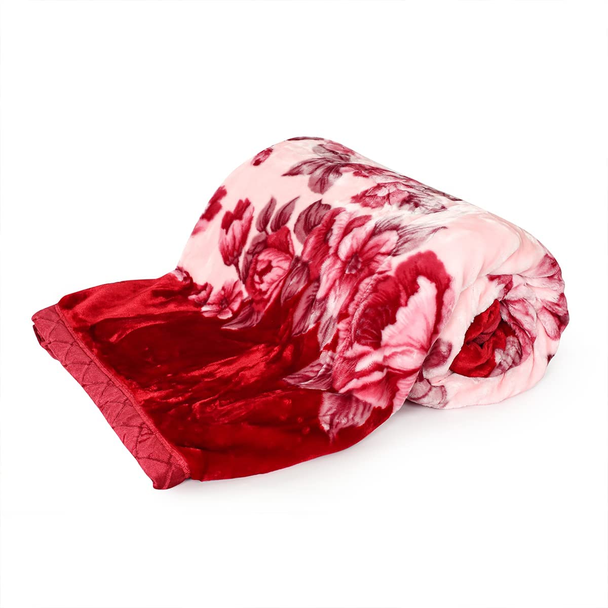 Signature Blanket Andrew Polyester Super Soft 2 Ply Double Bed Blanket (Cranberry Print), Multicolour, 350 TC