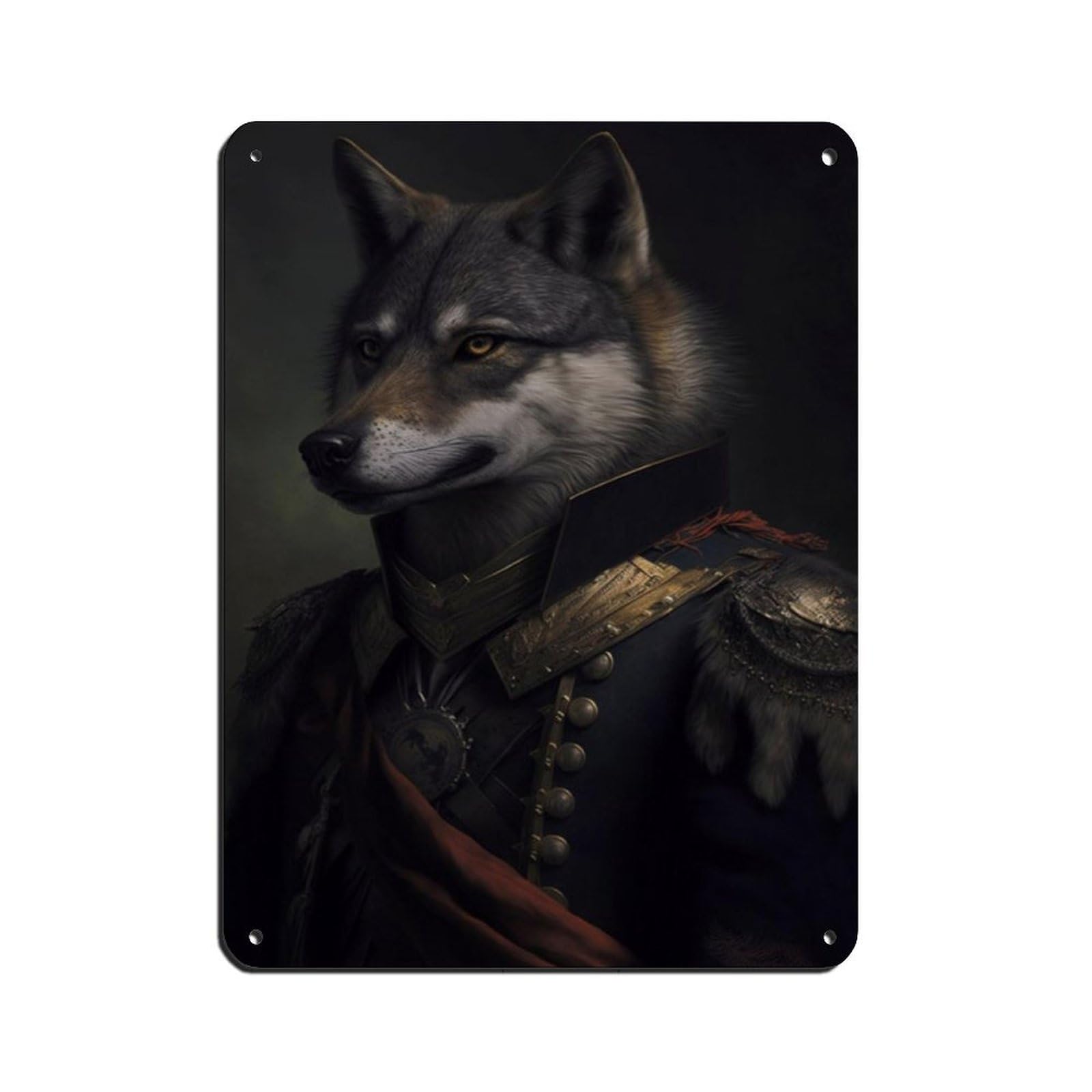 Lxwnze 30L X 40W Cm Vintage Renaissance Military Painting Wolf Poster Tin Sign Vintage Metal Pub Club Cafe Bar Home Wall Art Decoration Poster Retro 12X16inch(30X40cm)