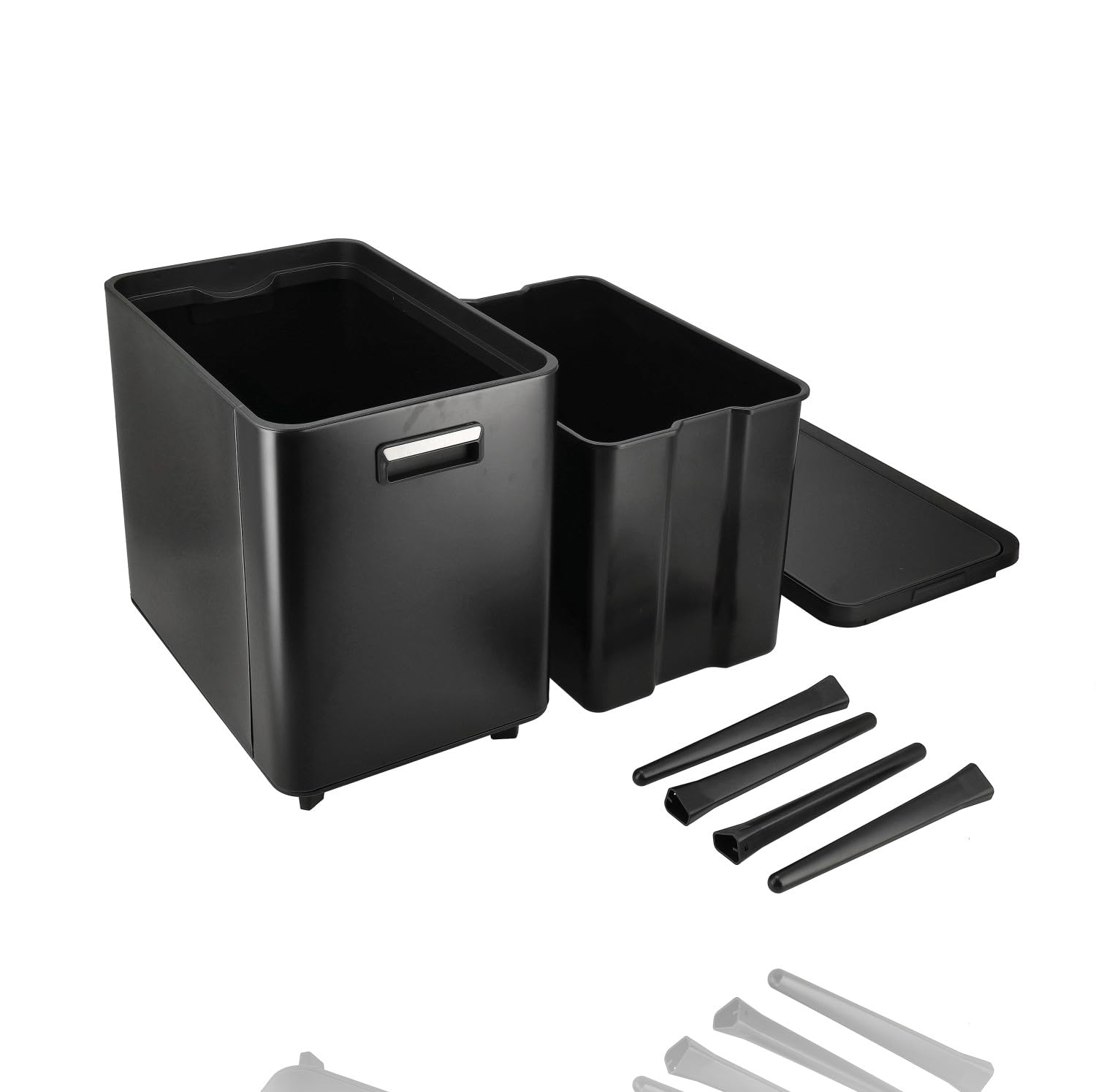 Mülleimer auf Beinen Schwarz 35L – Edelstahl Mülleimer Küche mit Pushdeckel – Mülleimer auf Beinen – Mülleimer für Hausmüll, Badezimmer, Büro und Hauswirtschaftsraum