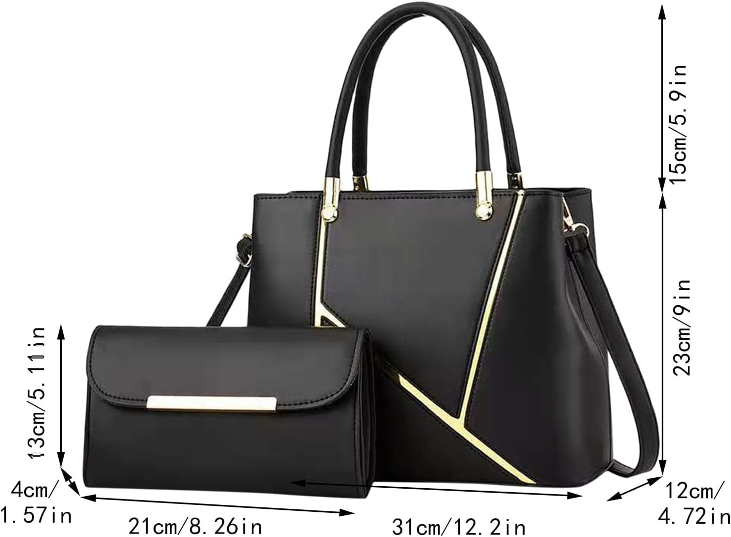 Women's Handbag Belt Shoulder Top Handle Tote Satchel Travel Work Bag with Wristlet Purse