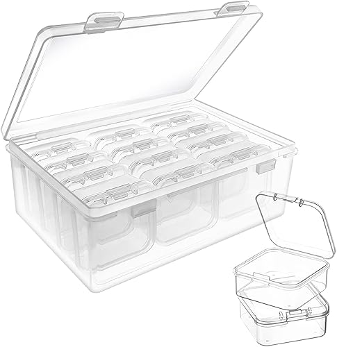 SKYVAN 12 cajas de almacenamiento de cuentas de plástico transparente pequeña caja organizadora vacía con tapa con bisagras para almacenamiento de disponible en Yaxa Colombia