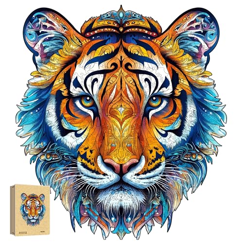 Holzpuzzle Erwachsene, Tiger Einzigartige Holz Puzzle, Tierform Wooden...