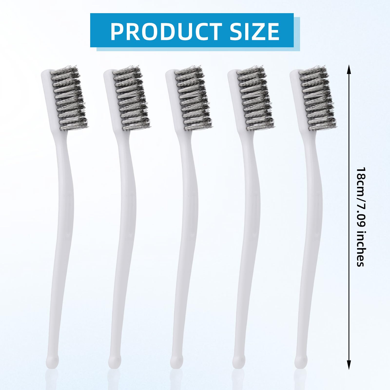5pcs Wire Brushes for Cleaning 7.09in Long Stainless Steel Metal Wire Brushes Reinforced Bristle Mini Small Brush Set Tools for Kitchen Industrial Welding Slag Walnut Carving Gaps Rust Removal - Image 2