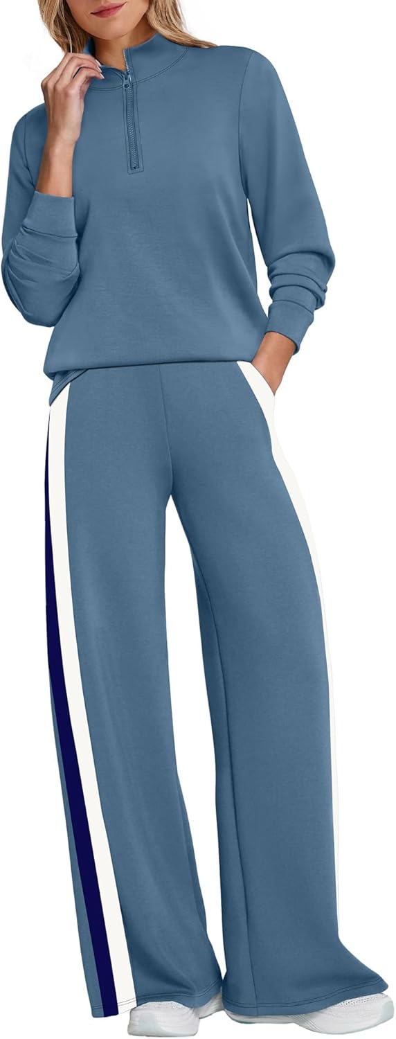 WIHOLL Women 2 Piece Outfits Airport Travel Vacation Sweatsuits Wide Leg Pants Lounge Set 2025 Fashion Clothes - Image 4