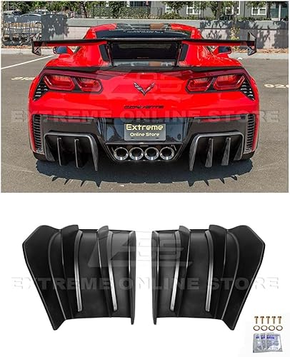 Repuesto para Chevrolet Corvette C7 2014-2019 Par de difusores de aletas adicionales para parachoques trasero estilo pista de rendimiento (plástico