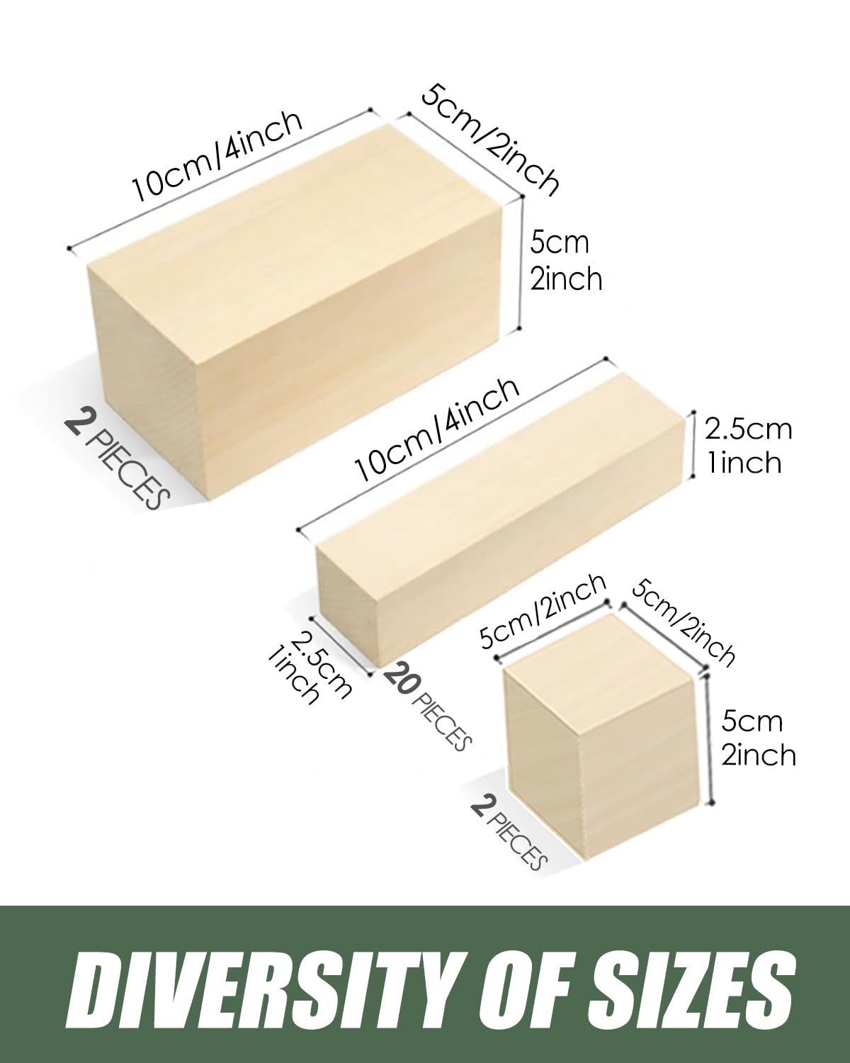 Basswood Carving Blocks 24PCS: Whittling Wood Blocks Wood Carving Kit with 3 Different Sizes - Soft Woodworking Blanks for Crafts Beginners Kids Adults
