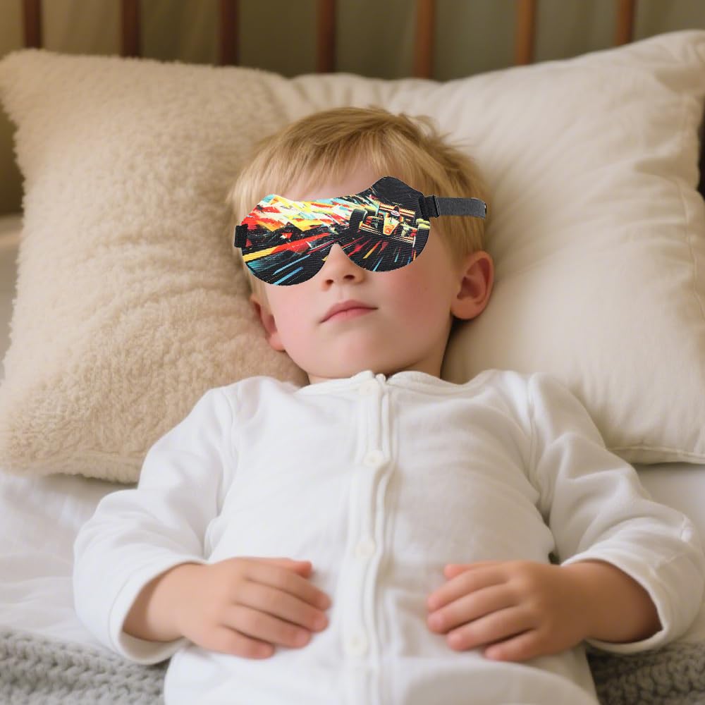 Mascherina per Dormire Bambini, 3D Benda per Dormire, Maschera Occhi per Dormire, F1 racing