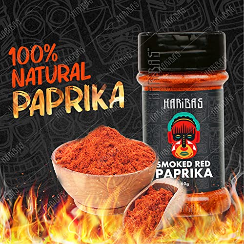 Image of HARIBAS Pure Smoked Red Paprika 60 grams, Natural Vegetarian Dry Hot and Spicy Chilli Aromatic Seasoning Powder