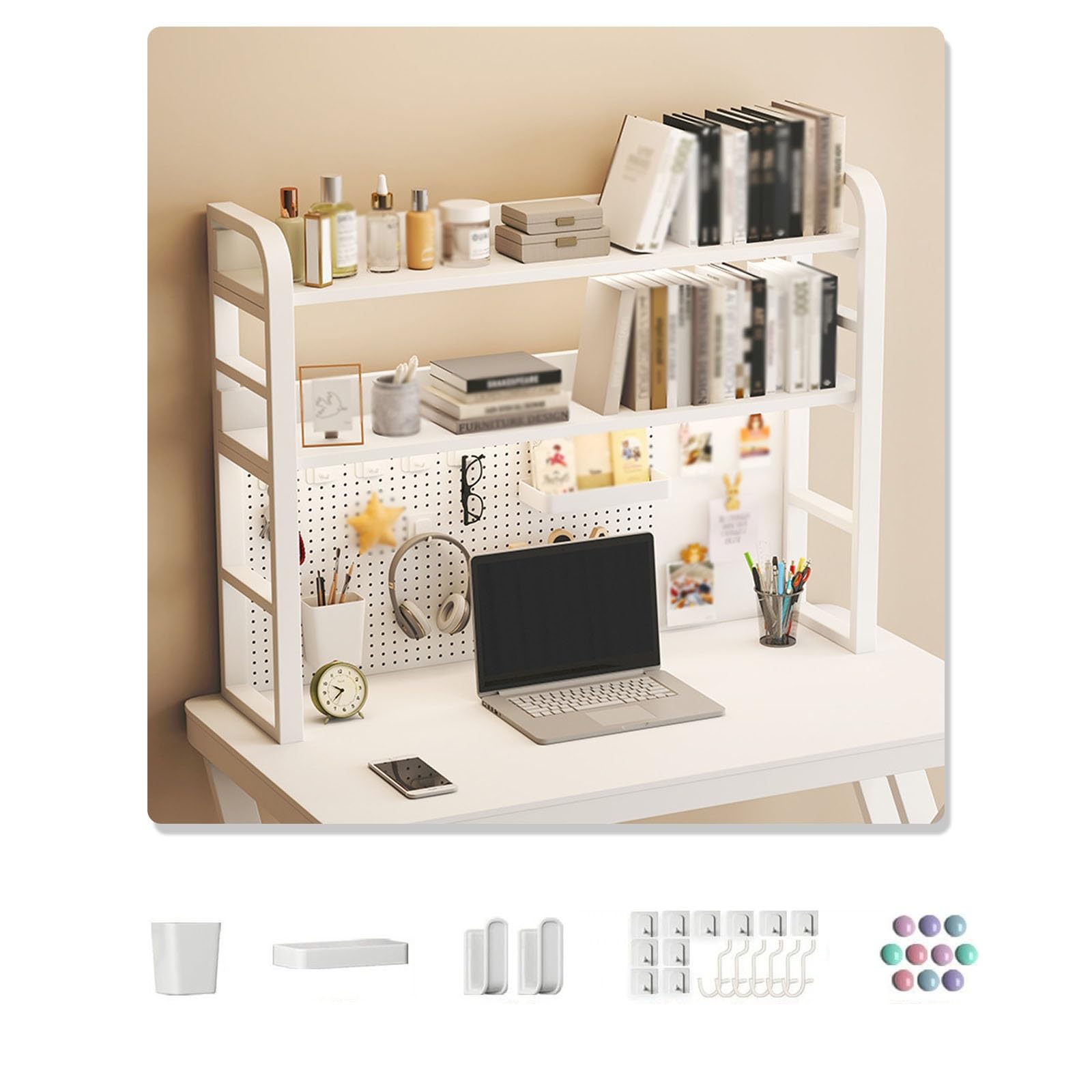 Amazon.co.jp: 有孔ボード付きデスク 収納 棚、机 スタンド用