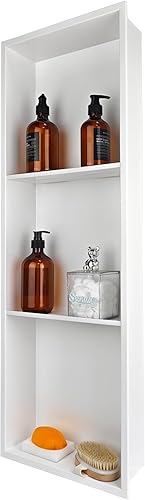 Miniatura 11 de Nicho de ducha no necesita azulejos para almacenamiento de baño, nicho de pared empotrado, estantes dobles, acero inoxidable