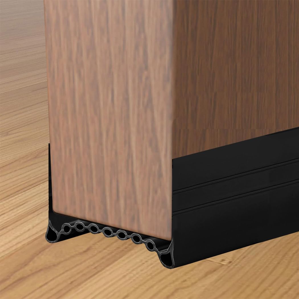 Door Seal Strip Door, Bottom Door Draft Stopper, Weather Stripping Door Seal 39.4 Inch Length, Soundproof Door Draft Stoppers for Exterior/Interior Doors Door Sweep Strip Door Draft Blocker-Black