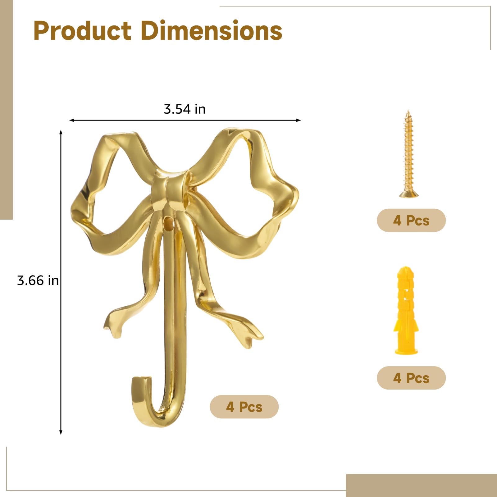 4 Stück Gold Bogen Haken Vintage Messing Dekorative Kleiderbügel Wandmontierte Handtuchhalter Schöne Wanddekoration für Küche Badezimmer Wohnzimmer