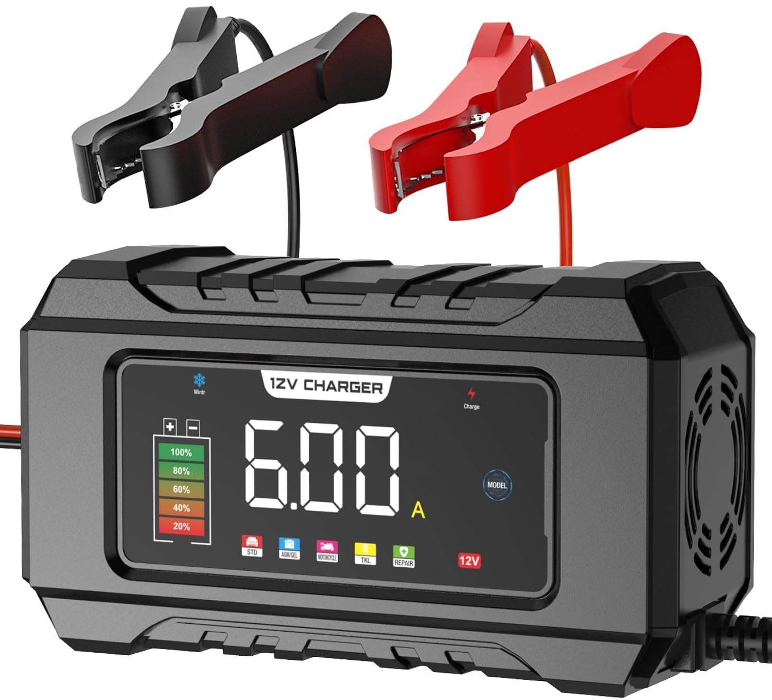 – NALACAL Battery Charger, 12V Smart Car Battery Trickle Charger, Portable 8-Stage Automotive Battery Charger, Maintainer w/Temp Compensation for Car Truck Motorcycle Lawn Mower Boat