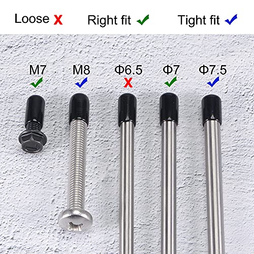 TA-VIGOR 100Pcs Rubber End Caps, 7mm ID Round Flexible Screw End Caps Thread Protectors - Image 4