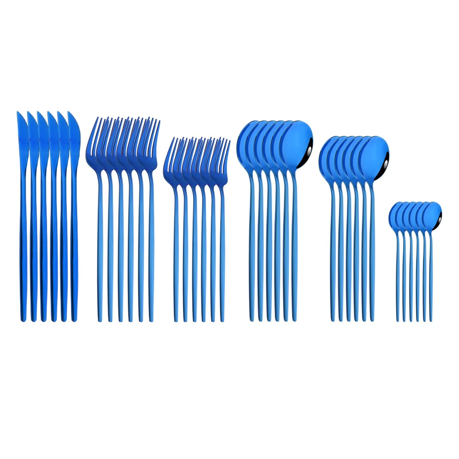 Rainbow 36Pcs Juego de Cubiertos Juego de vajilla Tenedor Cuchara Cubiertos Cubiertos de Acero Inoxidable Juego de vajilla de Cocina Leisurely (Color : Blue)