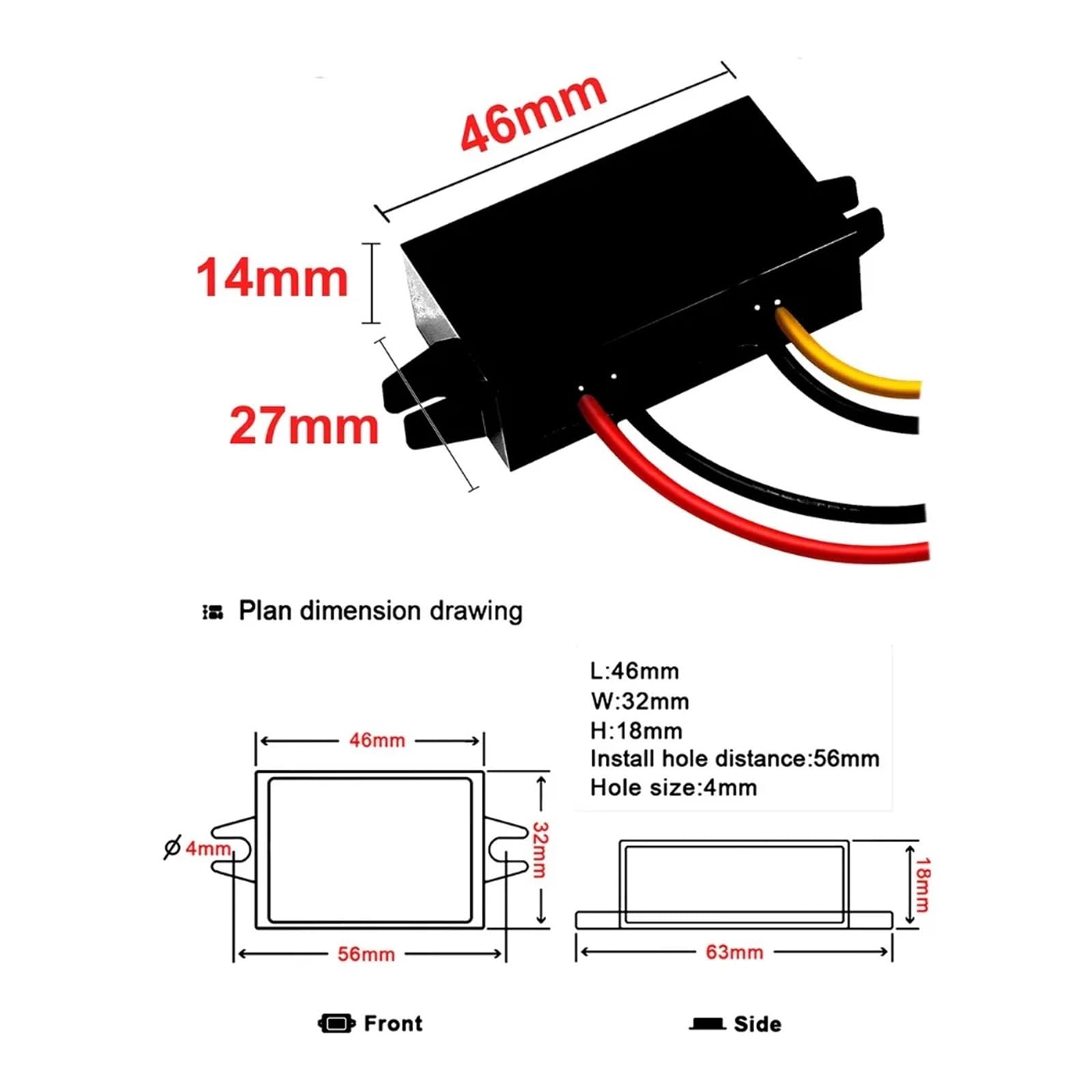 DC 24V (20-35V) to DC 12V 3A 36W Max DC DC Buck Converter