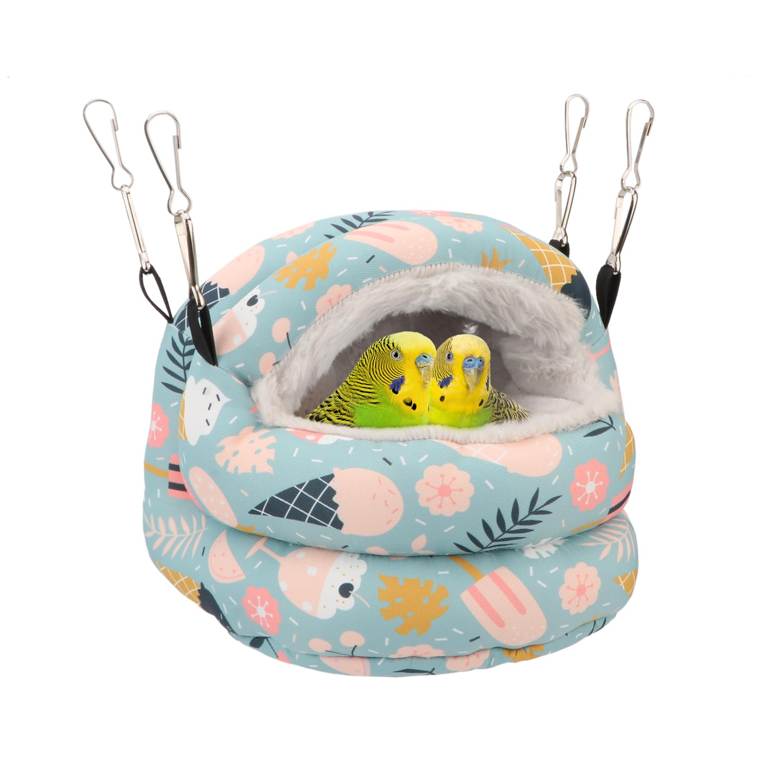 Casa nido de pájaros para invierno, cálida, para acurrucarse, cama para pájaros, hamaca colgante para loros, periquitos, cacatúas, conures (pequeño, azul)