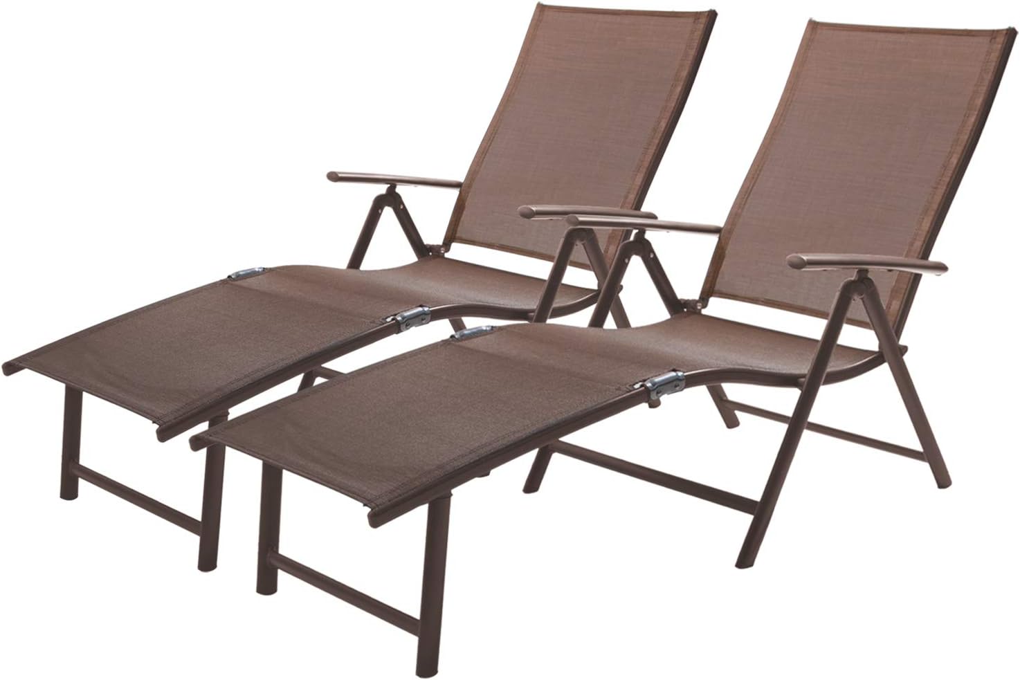 Set of 2 Patio Chaise Lounge Outdoor Adjustable Folding Lounge Chair Recliner with 8 Adjustable Backrest Positions for Pool Beach Yard : Patio, Lawn & Garden