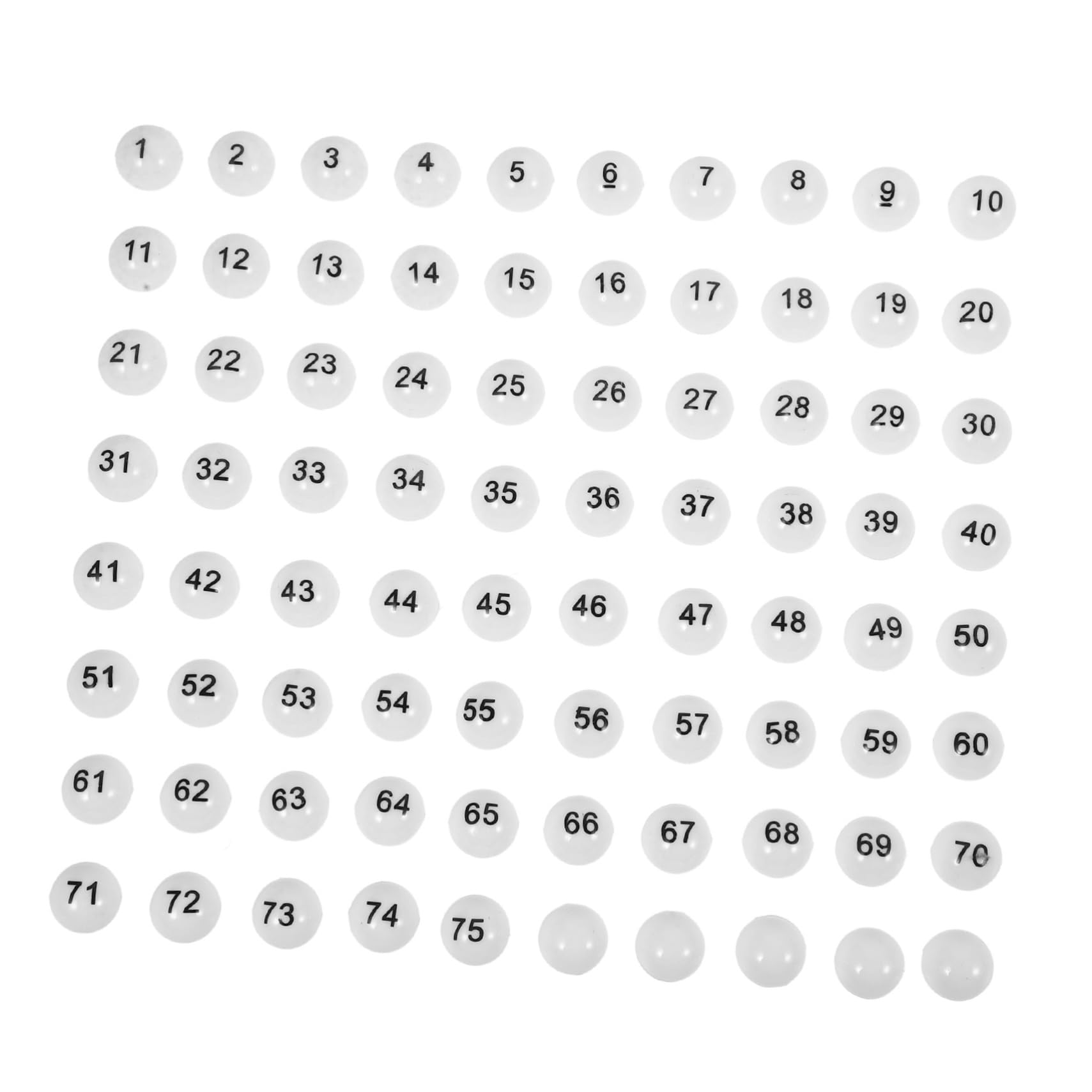 ibasenice 75pcs Interesting Game Balls Plastic Raffle Drawing Balls Numbers for Events