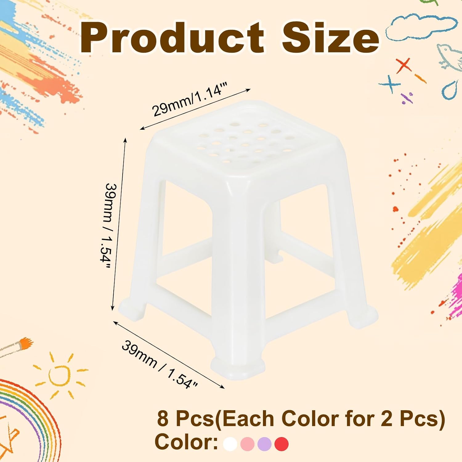PATIKIL 8Pcs Mini Canvas Stands for Painting, Plastic Small Mini Canvas Stands Feet Risers Non-Slip Height Support Lift Paint Pouring Supplies, White/Pink/Purple/Red image 2
