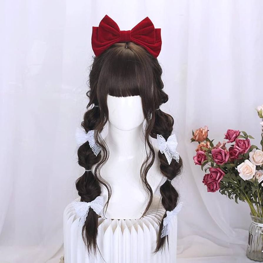 地雷系　リボン　三つ編み　ロリータ　ウィッグ 地雷系 リボン 三つ編み ロリータ ウィッグ 地雷系 リボン 三つ