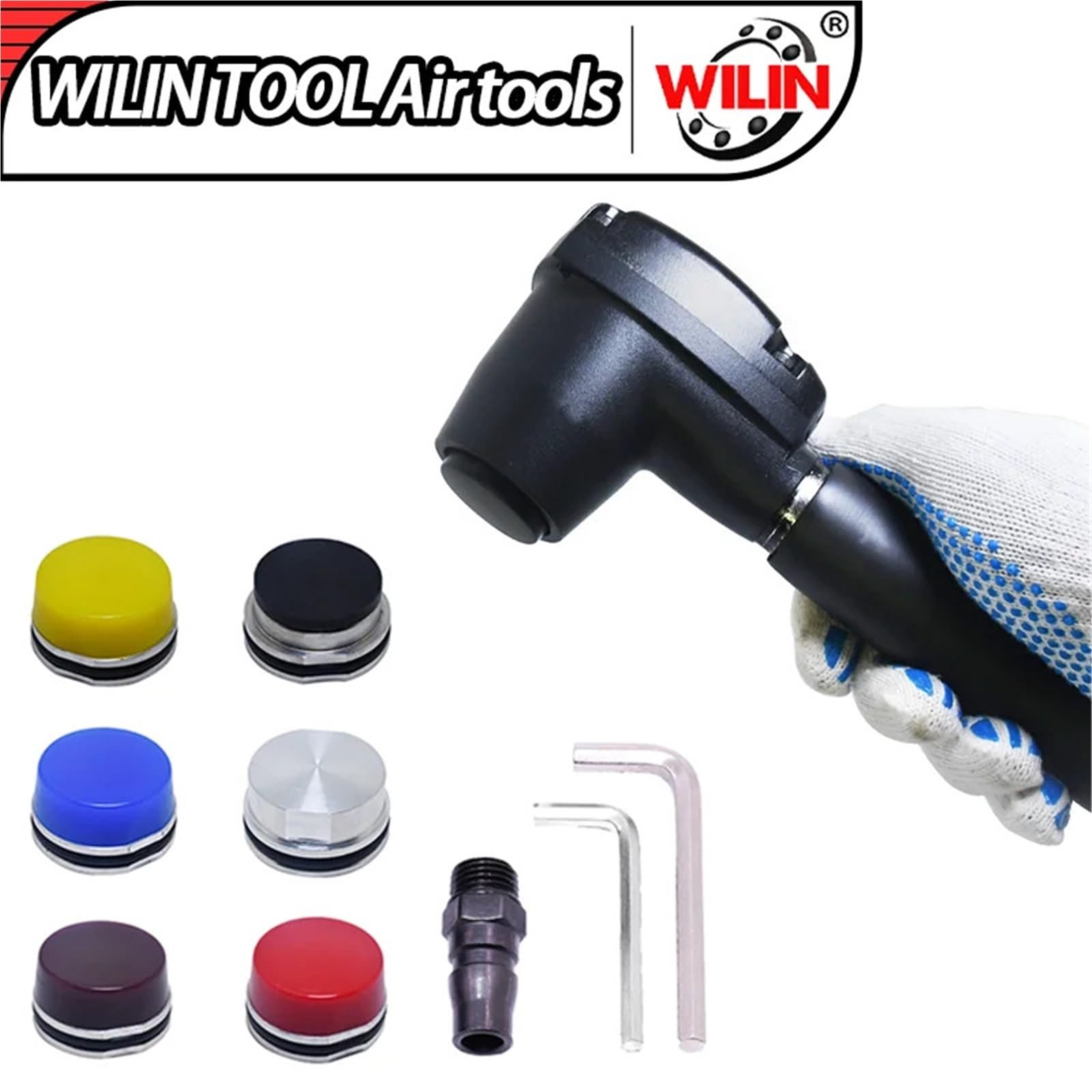 Martillo neumático de Mano con Mango Extensible, Kit de 6 Puntas de dureza Diferente for plástico, Acero y Tira de Goma.(Black)