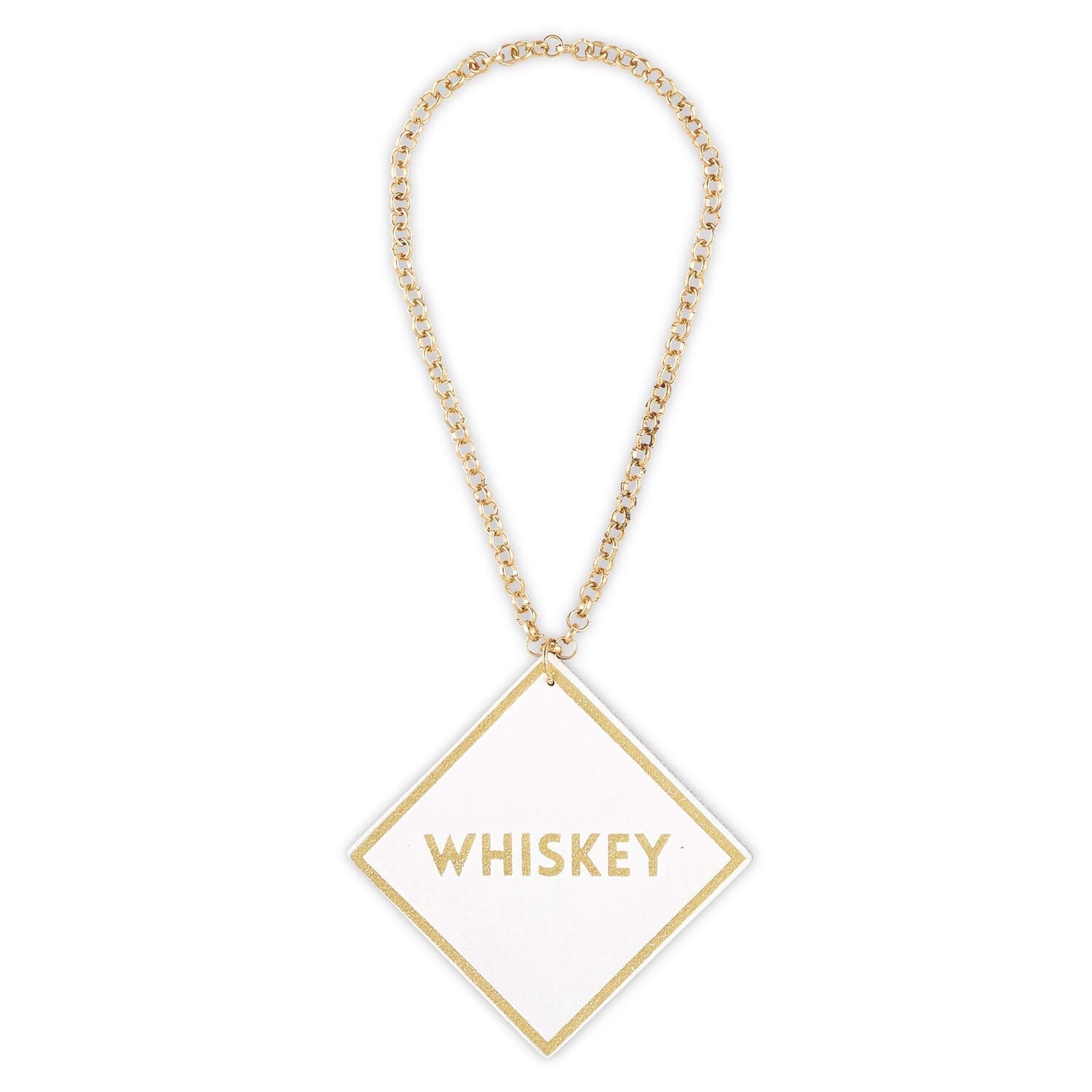 Creative Brands Sippin' Pretty Lot de 5 étiquettes à décanter en cuir Blanc/doré 5 cm