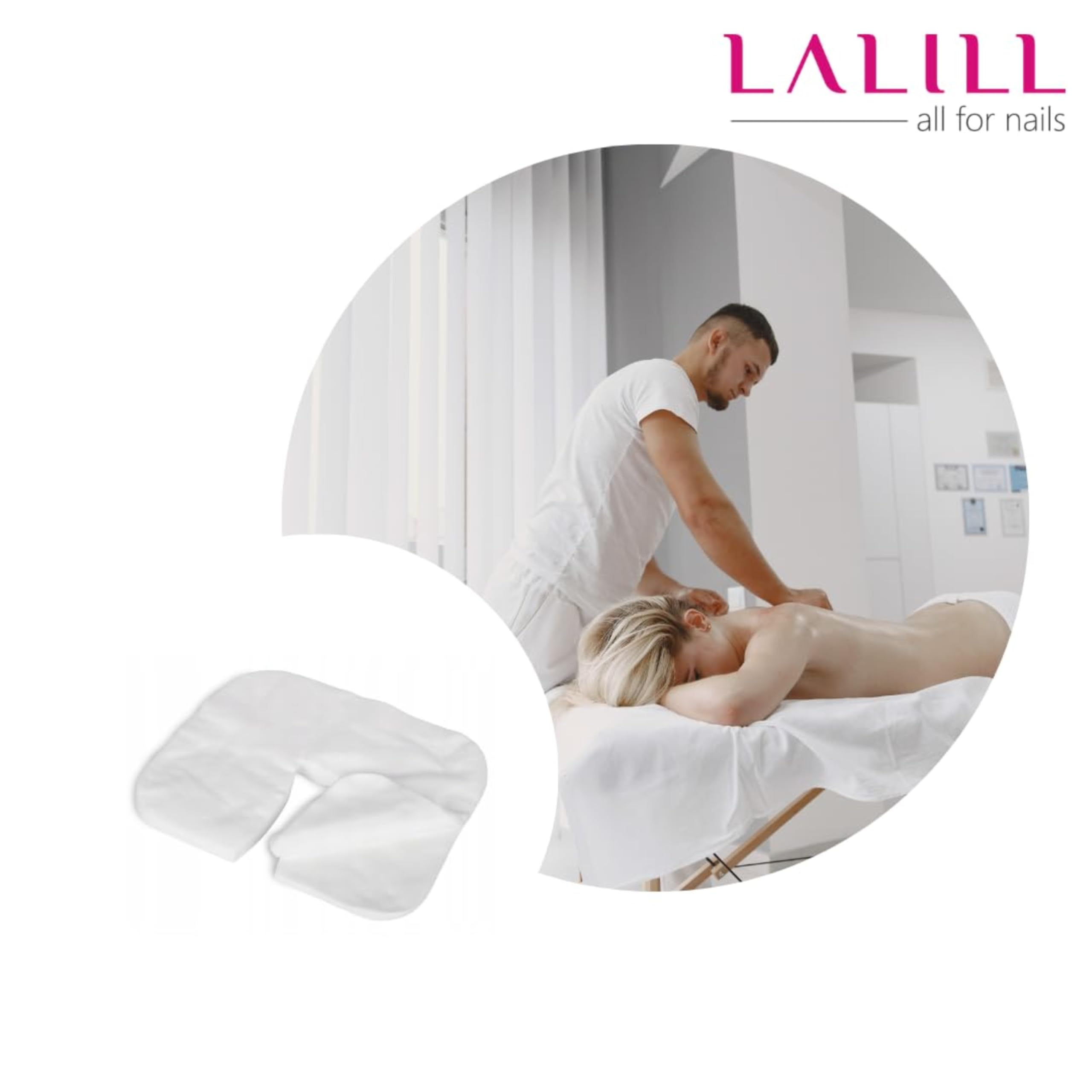 LALILL Fundas Faciales Desechables para Camilla 100 Uds - Cobertura Higiénica para Cabezal de Masaje - Accesorios para SPA, Estética y Terapias - 36x29 cm