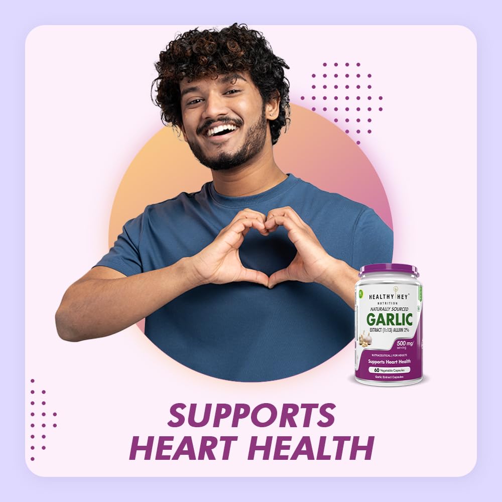 HealtyHey Nutrition Odorless Garlic Extract (1:13) Allium Sativum - 2% Allicin -(60 Veg Capsules) 1