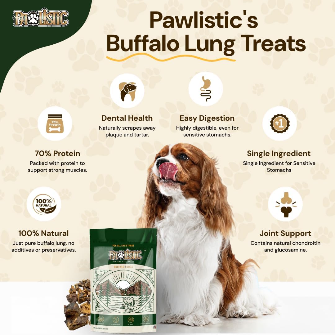 Buffalo Lungs Dog Treats, 1 lb, Single Ingredient, High Protein
