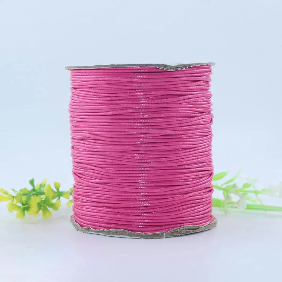 Sznurek woskowany, 150 m/rolka wielokolorowa woskowana nić woskowana lina pleciona 1,5 mm grubości DIY(Fuchsia)
