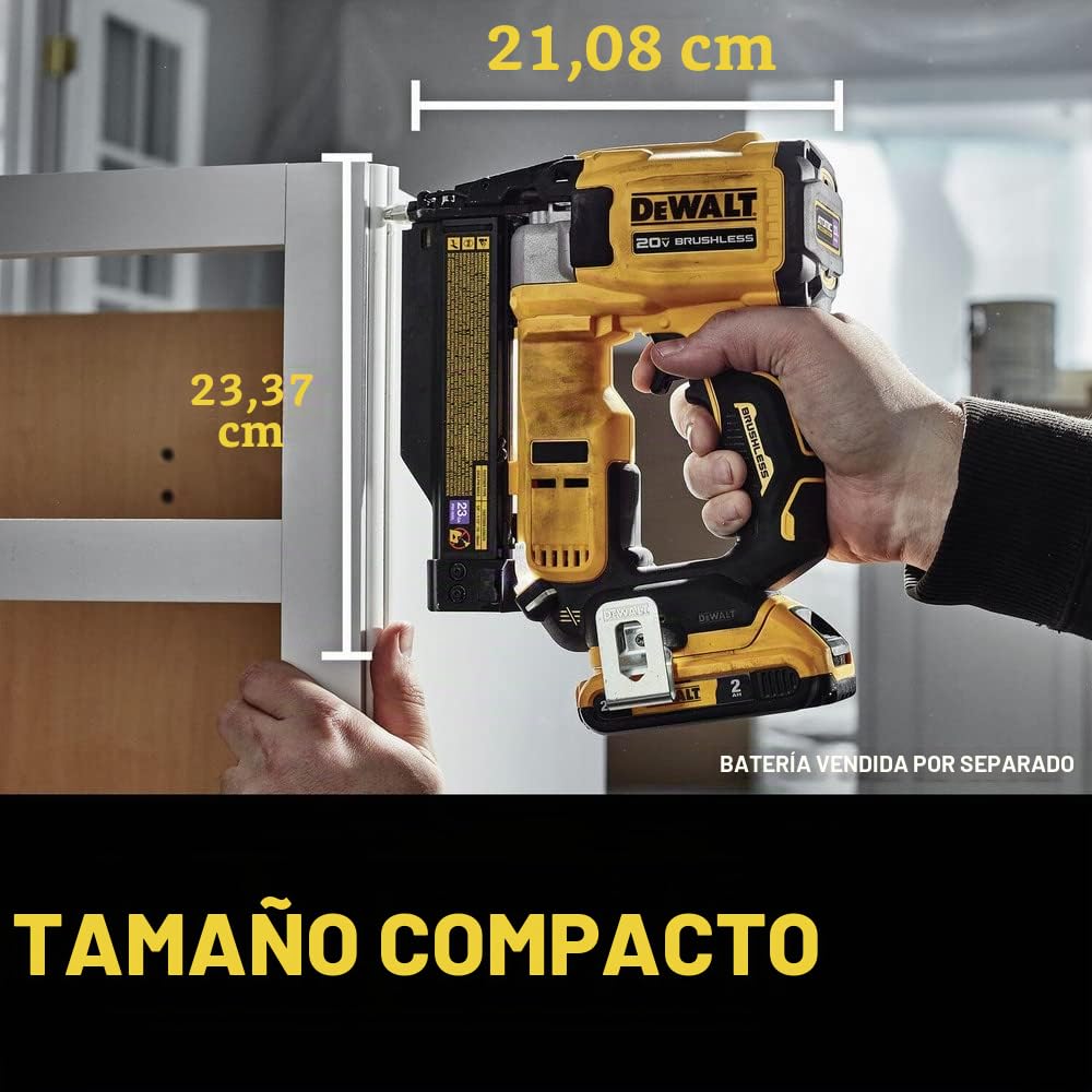 DEWALT Atomic Compact Series 20V MAX* - Clavadora inalámbrica sin escobillas de 23 gas (solo herramienta) (DCN623B)