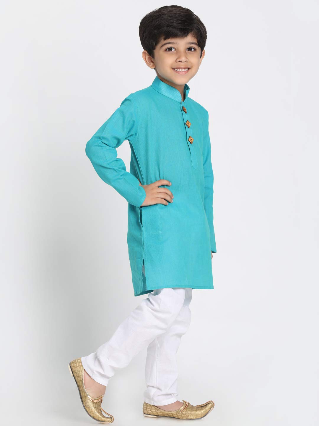 Jbn Creation Boys' Cyan Pure Cotton Kurta And Pyjama Set_Jbnbk070Cnnpcwh_18