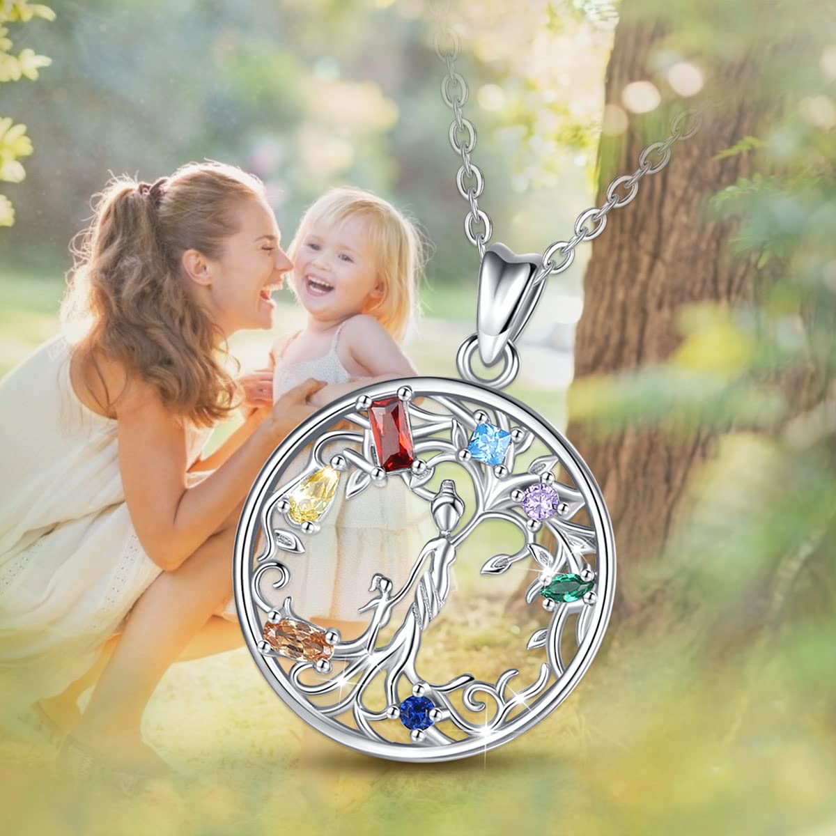 EUDORA Harmony Ball Collana Albero della Vita per Donna Argento Sterling 925 Cubic Zirconia Ciondolo Albero Madre Gioielli Regalo per Ragazza Madre Figlia Moglie, Catena 45 cm