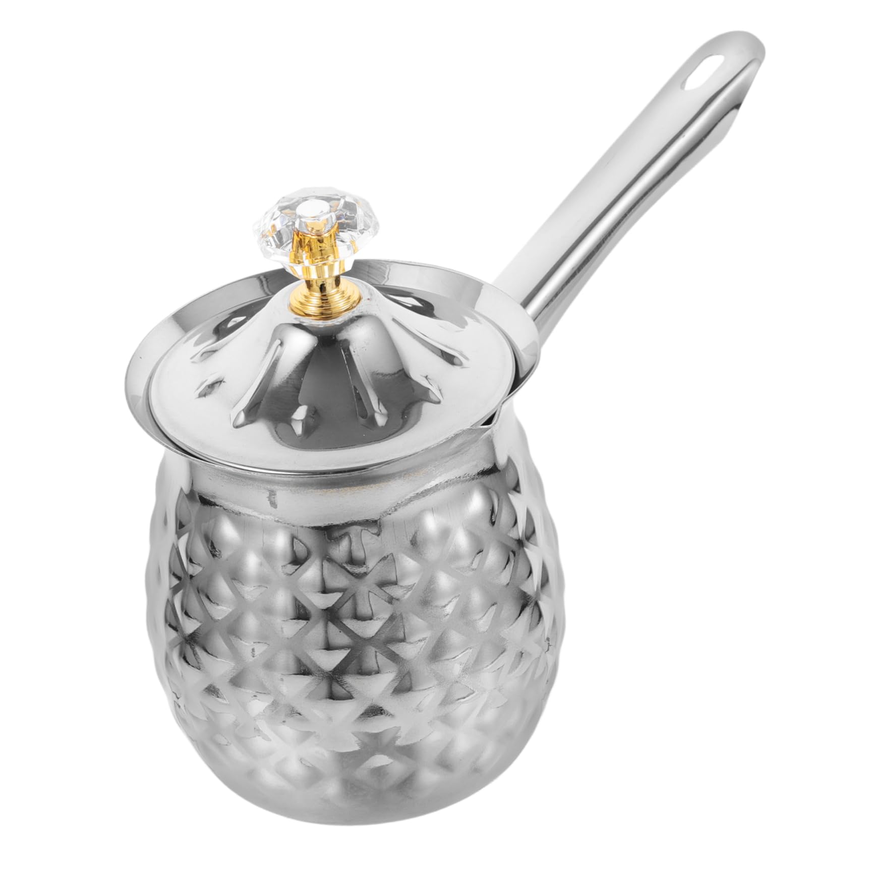 CONGARTENO Latte Cup Milk Foam Cup Butter Warming Pot Espresso Cezves Greek Arabic Coffee Pot Espresso Maker Pot Coffee Carafe Hammered Coffee Pot Butter Warmer Ibrik Silver Stainless Steel