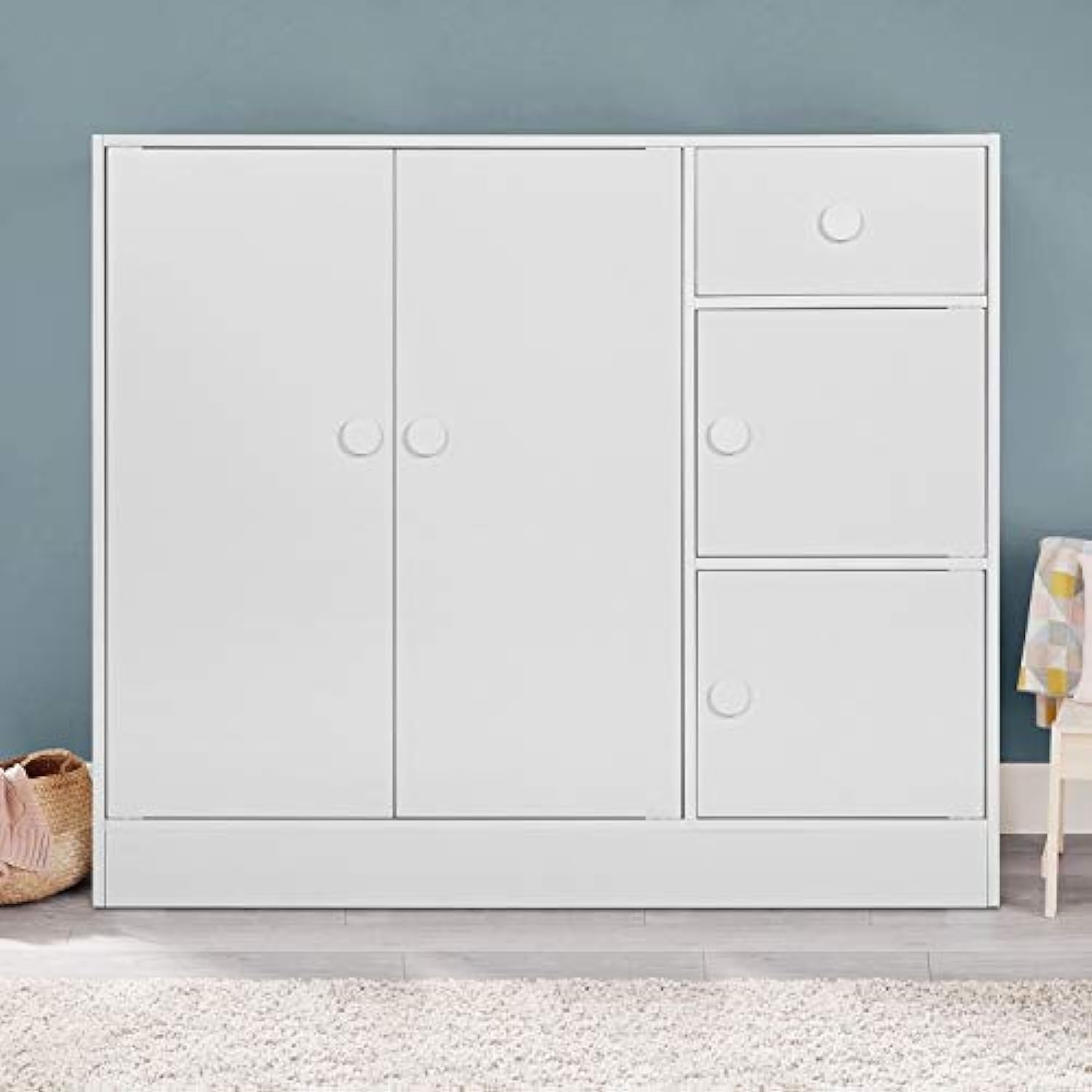 Home Box Vanilla Cody 1-Drawer Kids' Cabinet with 4 Doors