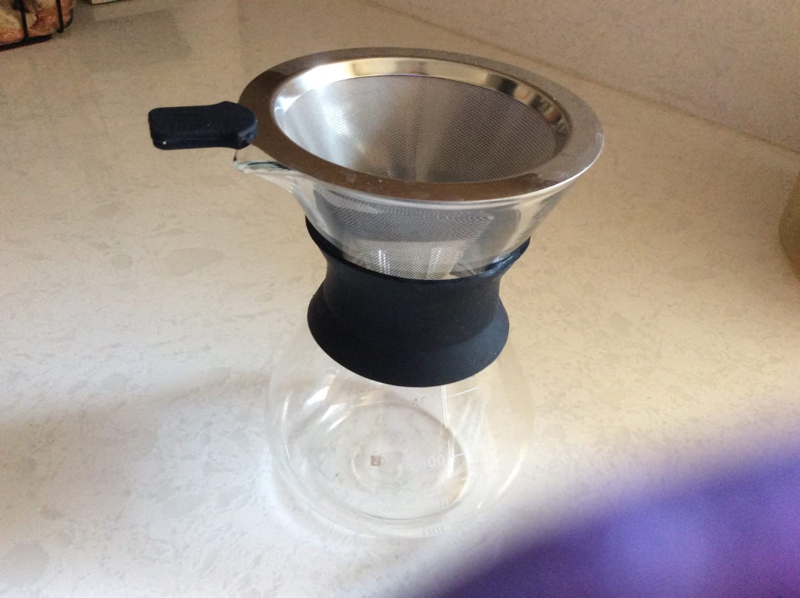 Unbreakable - Pour Over Coffee Maker With Double Stainless Filter 34 Fl Oz, Thickened Heat-Resistant Borosilicate Glass Pour Over Coffee Dripper, Stovetop Safe